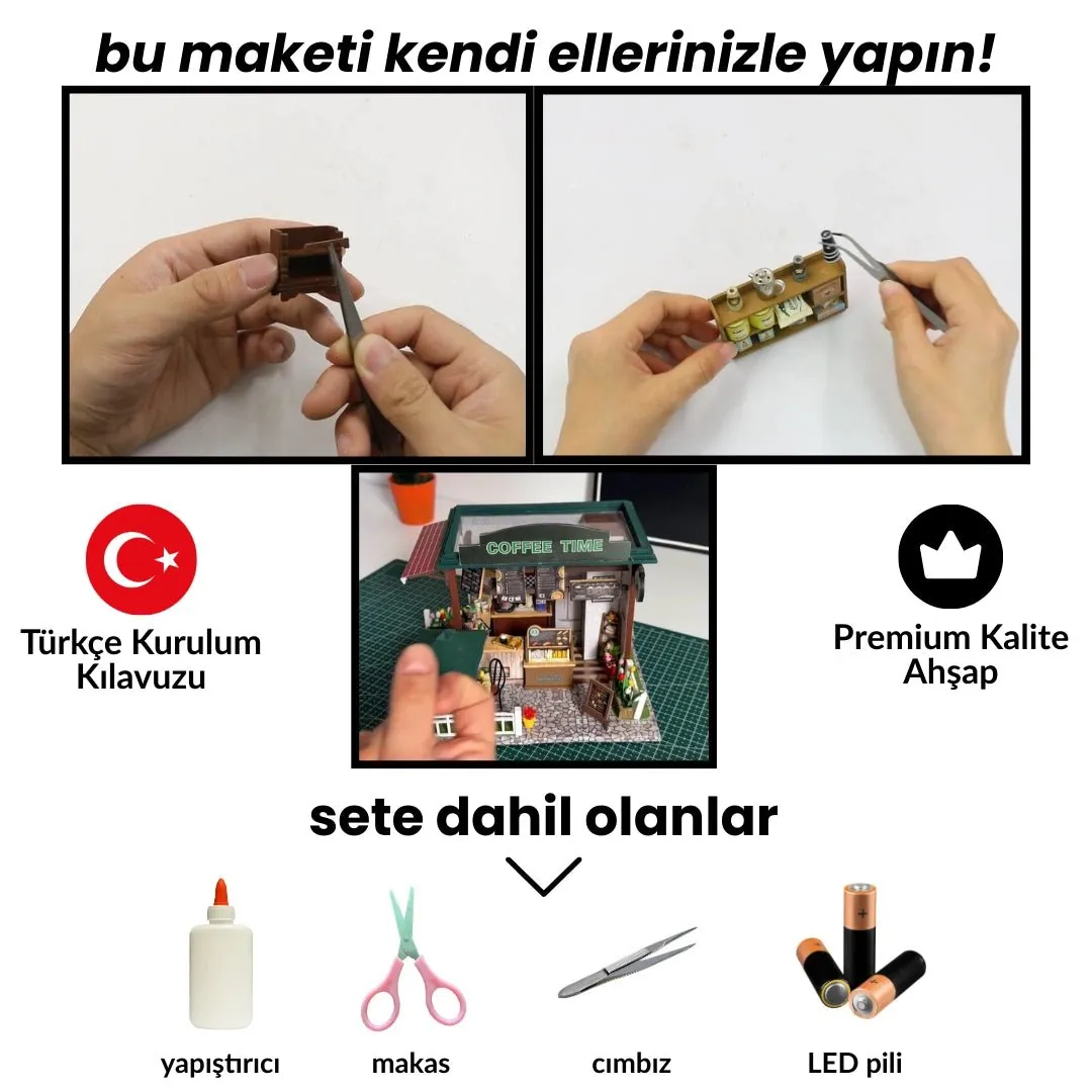 Kahve Zamanı Minyatür Kafe Maket Seti – görsel 2