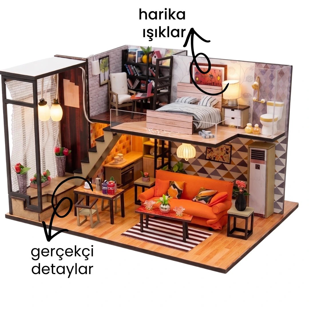 Modern Loft Minyatür Ev Maket Seti – görsel 3