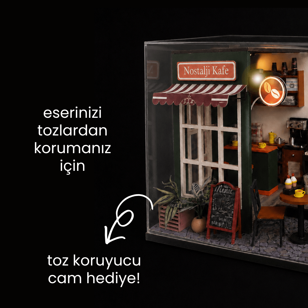 Nostalji Kafe minyatür maketi — piyano köşesi